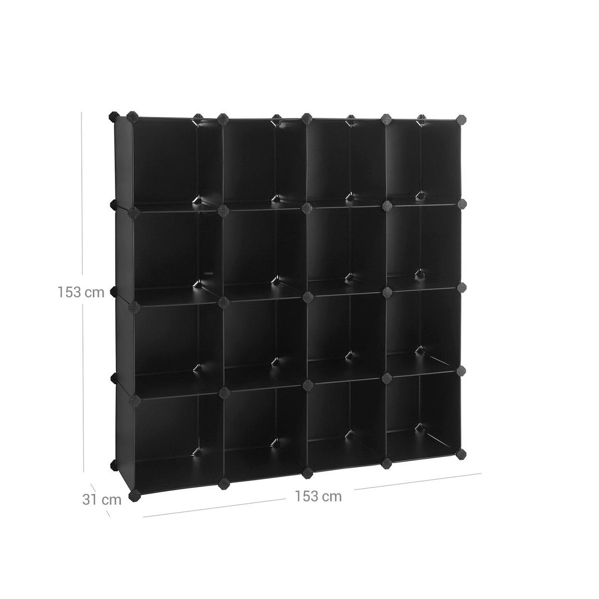 STECKREGALSYSTEM - Schwarz, Kunststoff (31/125/125cm) - Hansiro