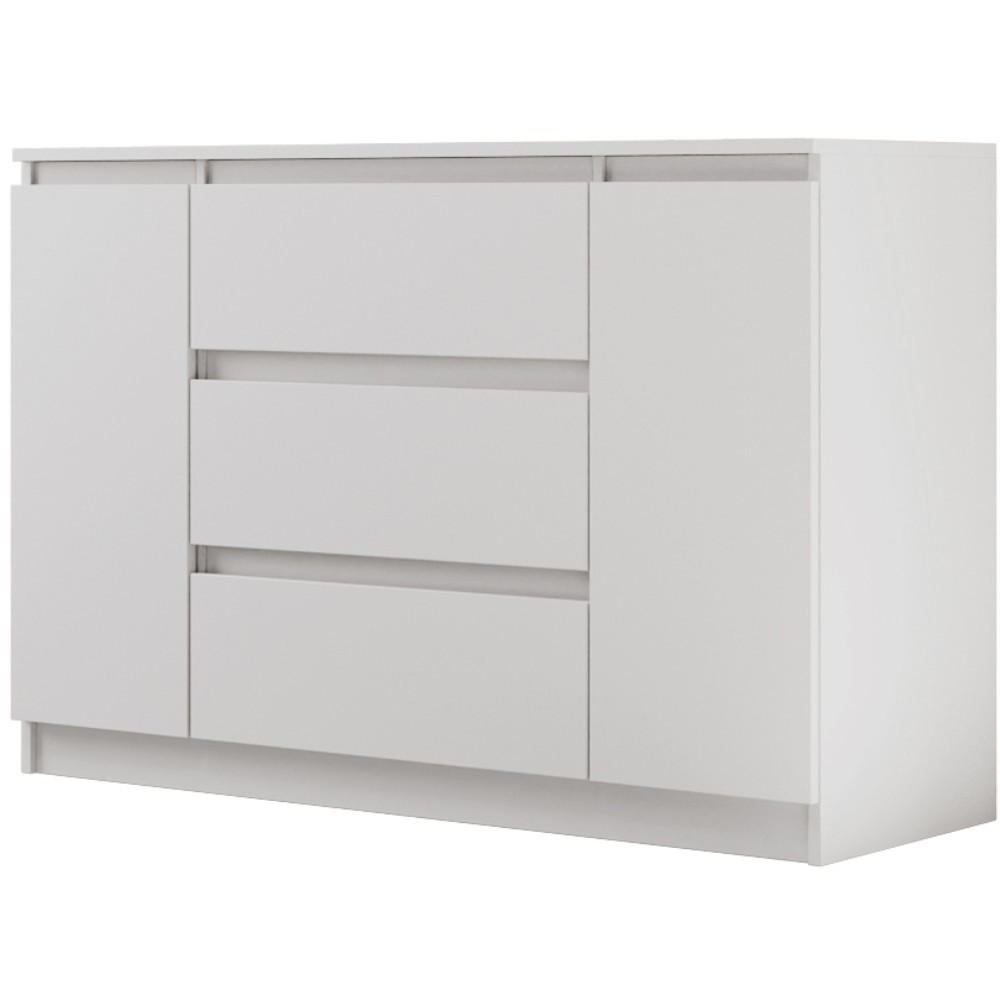 KOMMODE Lemon 140 cm mit zwei Türen und drei Schubladen Weißmatt - Weiß, Holzwerkstoff (140/78/39cm) - Beautysofa