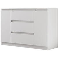 KOMMODE Lemon 140 cm mit zwei Türen und drei Schubladen Weißmatt - Weiß, Holzwerkstoff (140/78/39cm) - Beautysofa