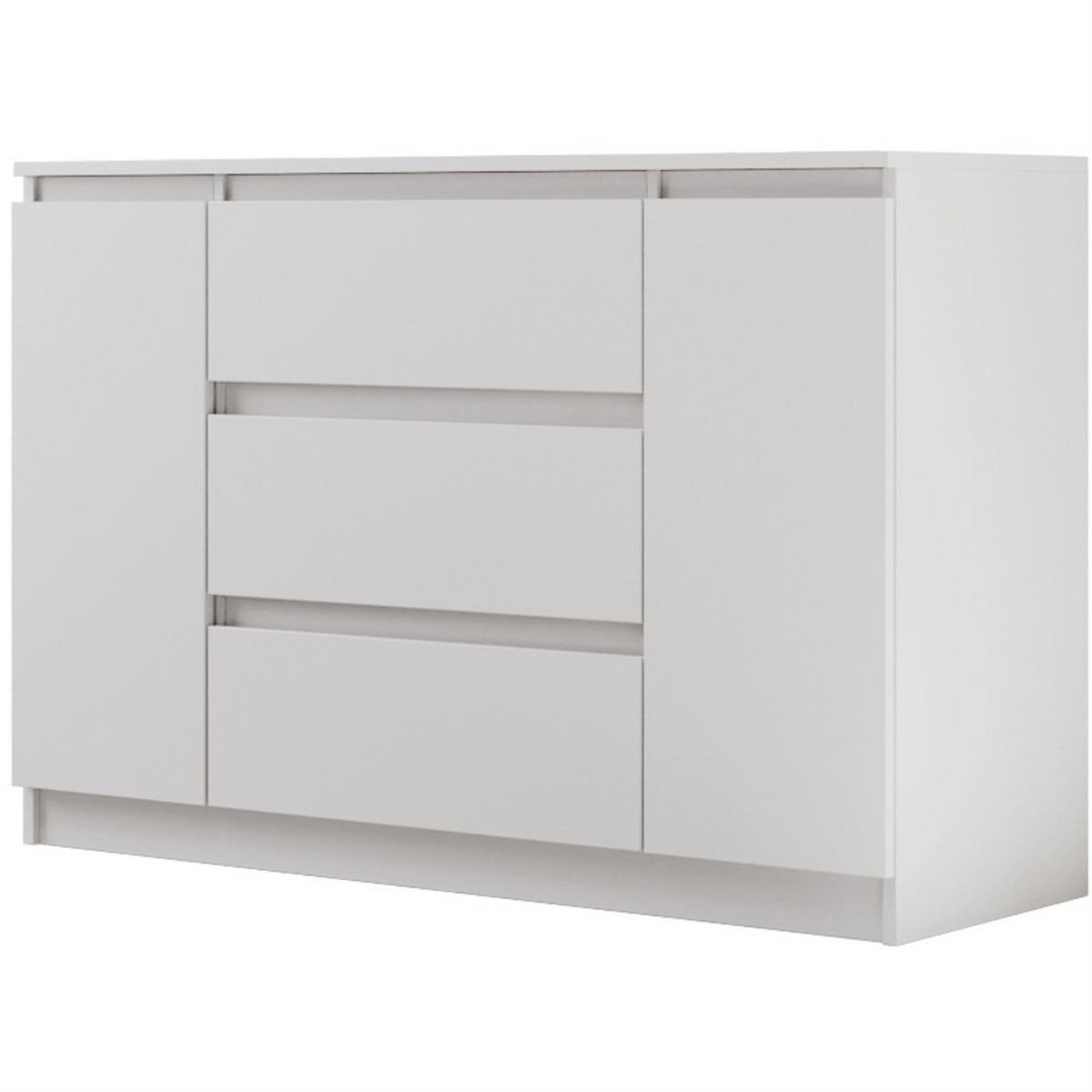 KOMMODE Lemon 140 cm mit zwei Türen und drei Schubladen Weißmatt - Weiß, Holzwerkstoff (140/78/39cm) - Beautysofa