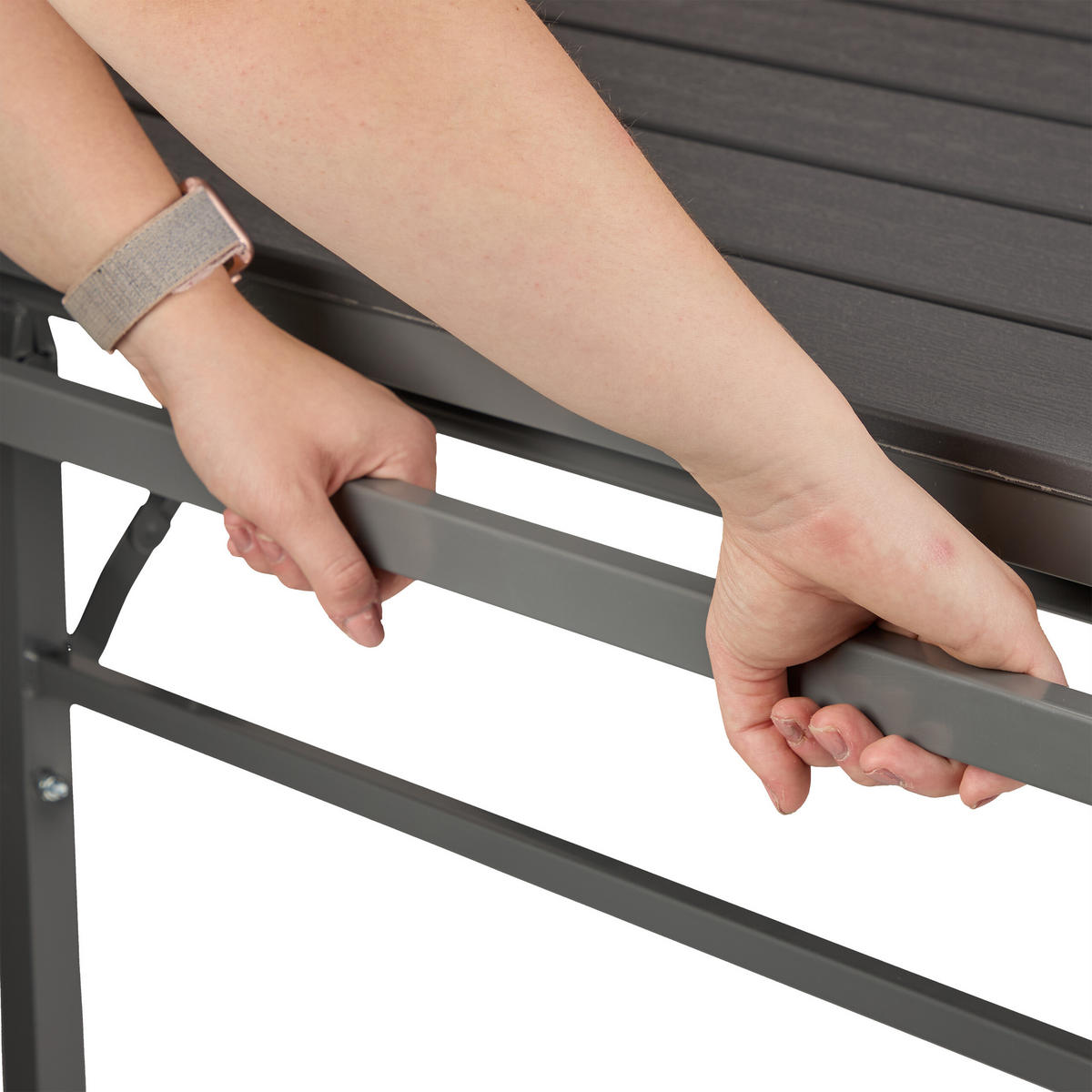 GARTENTISCH - Grau, Kunststoff/Metall (78/166/76cm) - Relaxdays