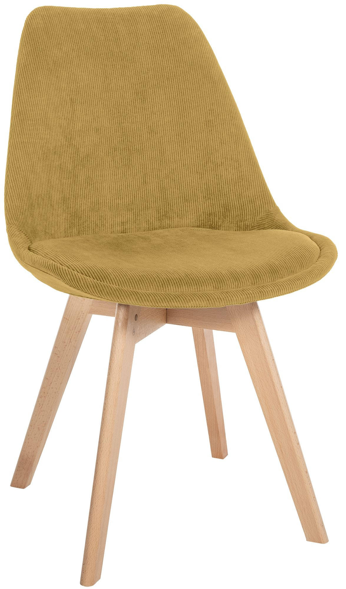 STUHL Cord Gelb - Eukalyptusholzfarben/Gelb, Holz/Textil (49/83/50cm) - CLP