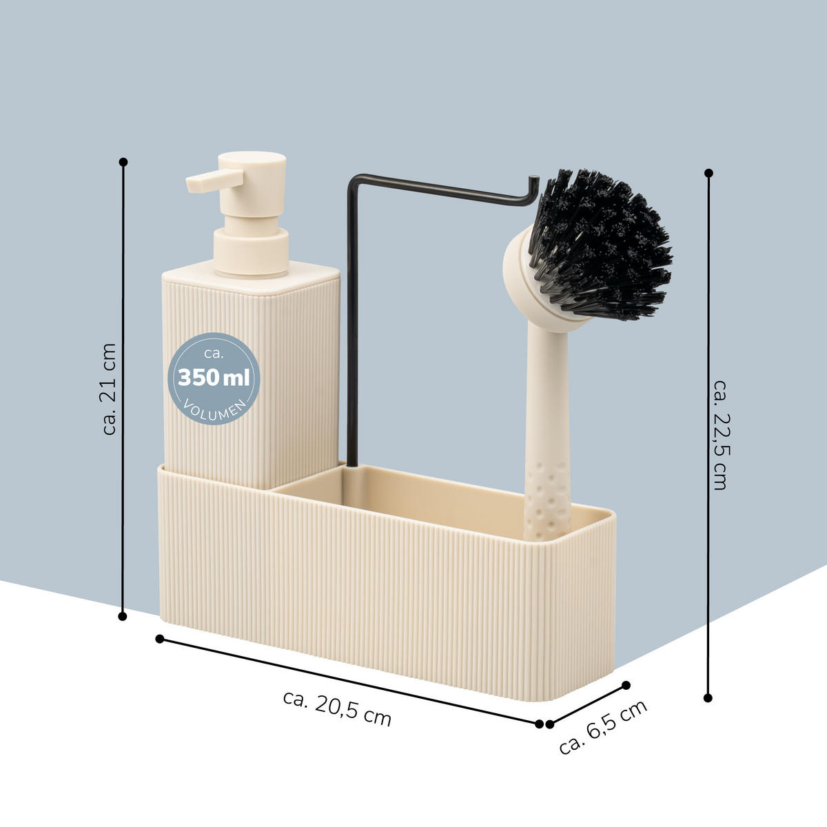 SPÜLBECKEN-SET, beige, Kunststoff - Beige, Kunststoff (20.5/21/7cm) - eluno