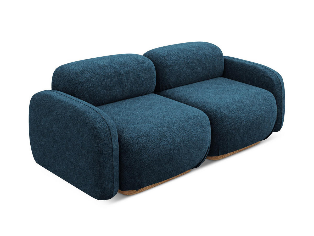 3-SITZER SOFA Chenille Stoff Blau - Blau/Braun, Holz/Textil (190/73/95cm) - Makamii