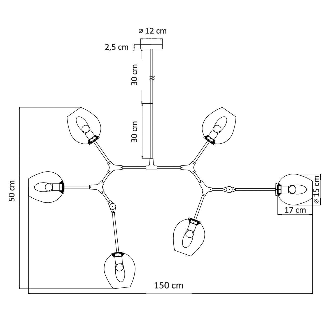 KRONLEUCHTER Ofélia, Transparent und goldfarben, 150cm - Transparent, Glas (150/150/50cm) - KOSILUM
