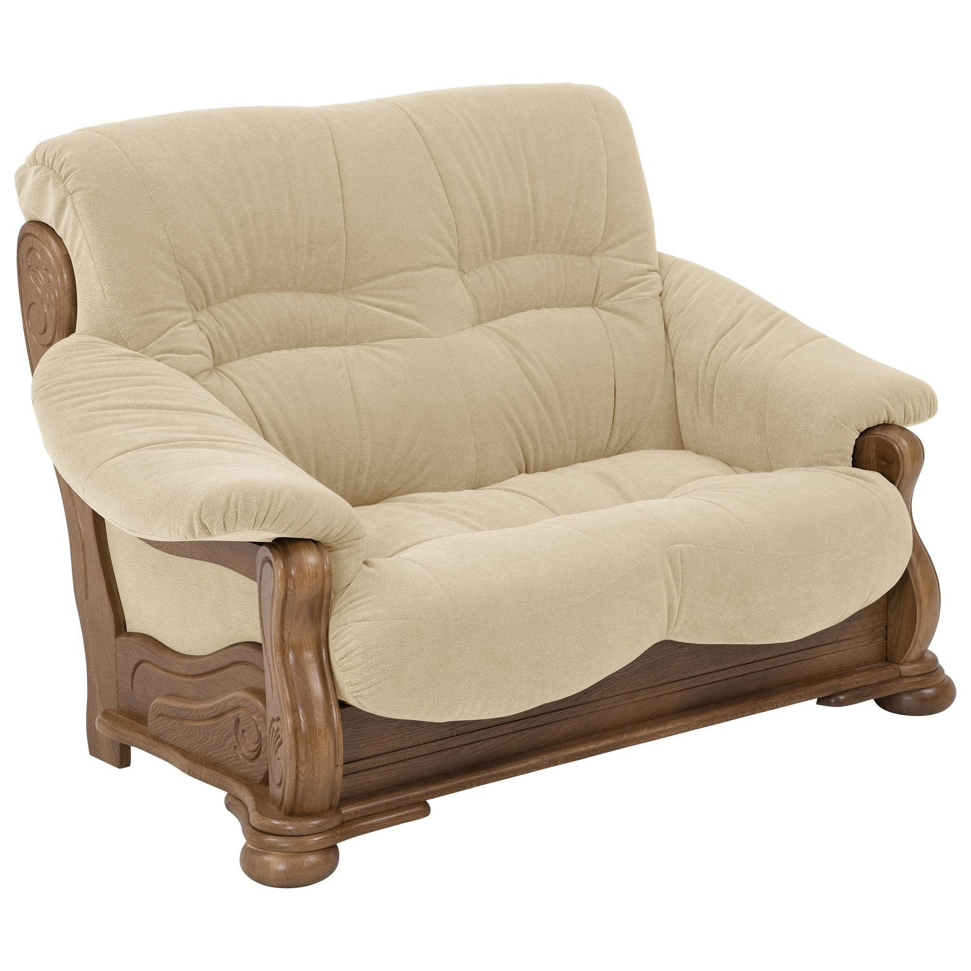 SOFA 2-Sitzer Katlin Bezug Flockstoff Eiche rustikal P43 / sand - Sandfarben, Kunststoff (148/95/95cm) - 58aufmkessel