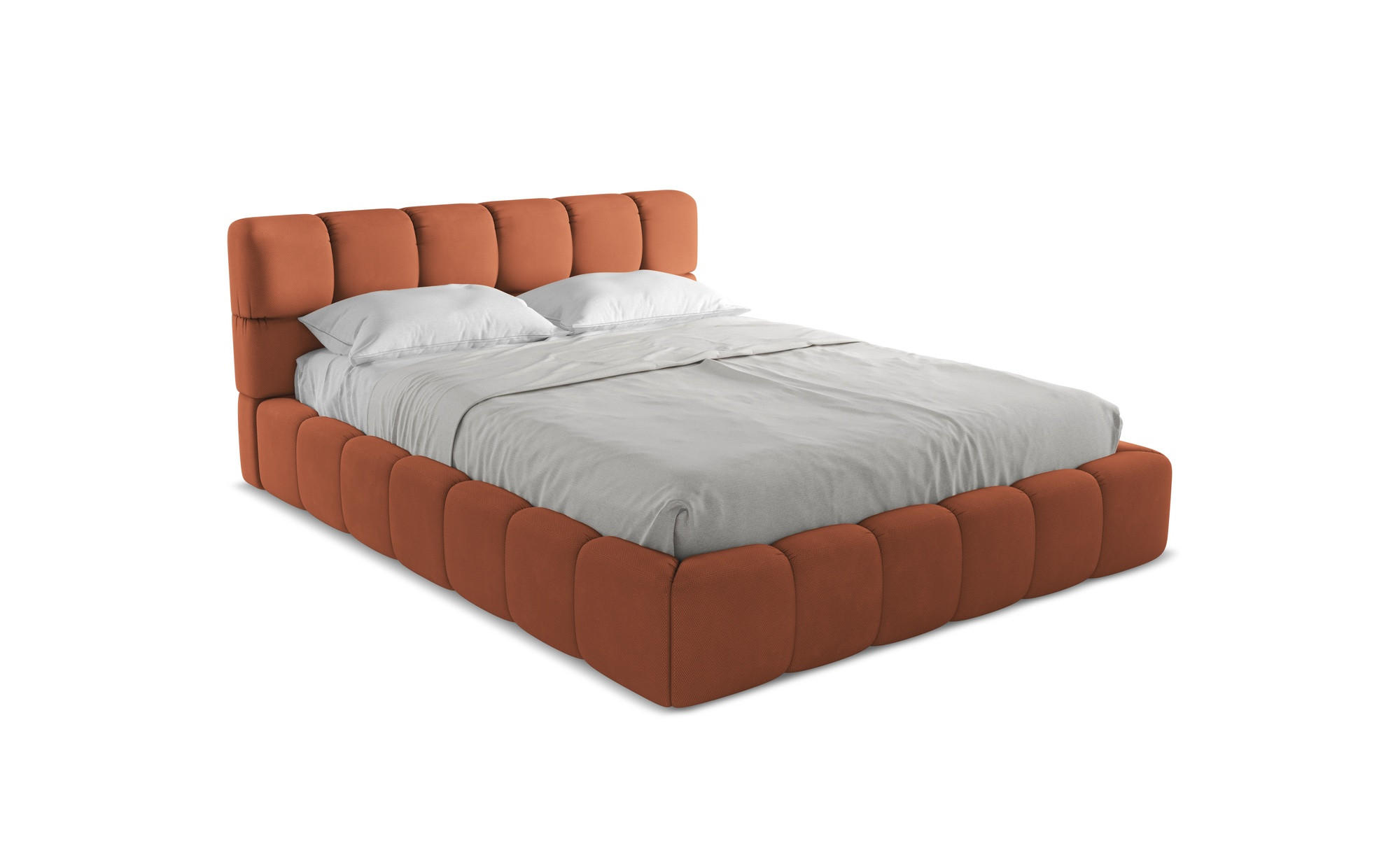 POLSTERBETT mit Bettkasten und Lattenrost 180x228 Orange - Terracotta/Schwarz, Kunststoff/Textil (160/200cm) - Makamii