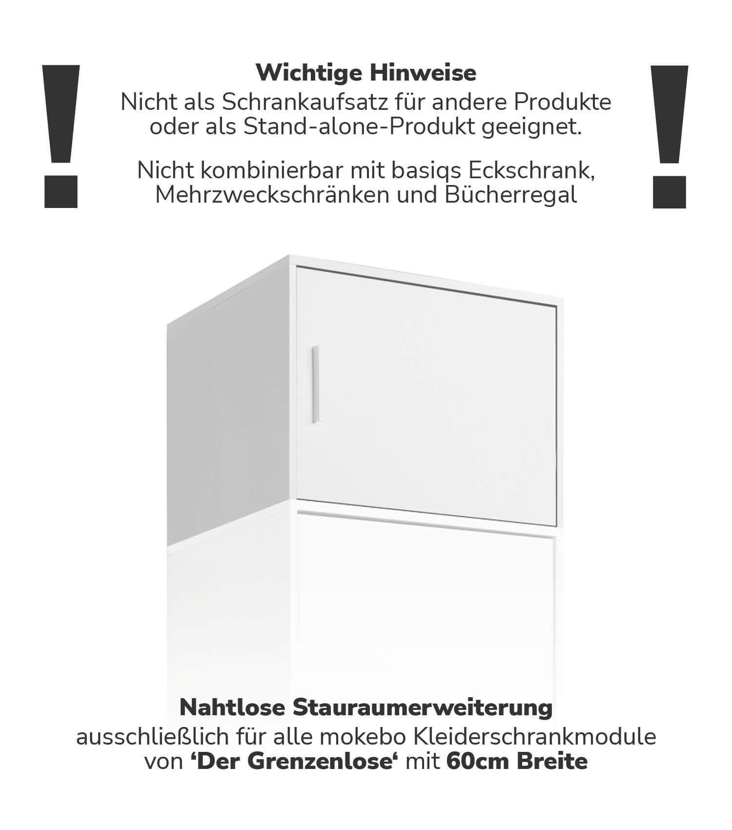 KLEIDERSCHRANKAUFSATZ Der Hochstapler - Weiß, Holzwerkstoff (60/47/58cm) - Mokebo