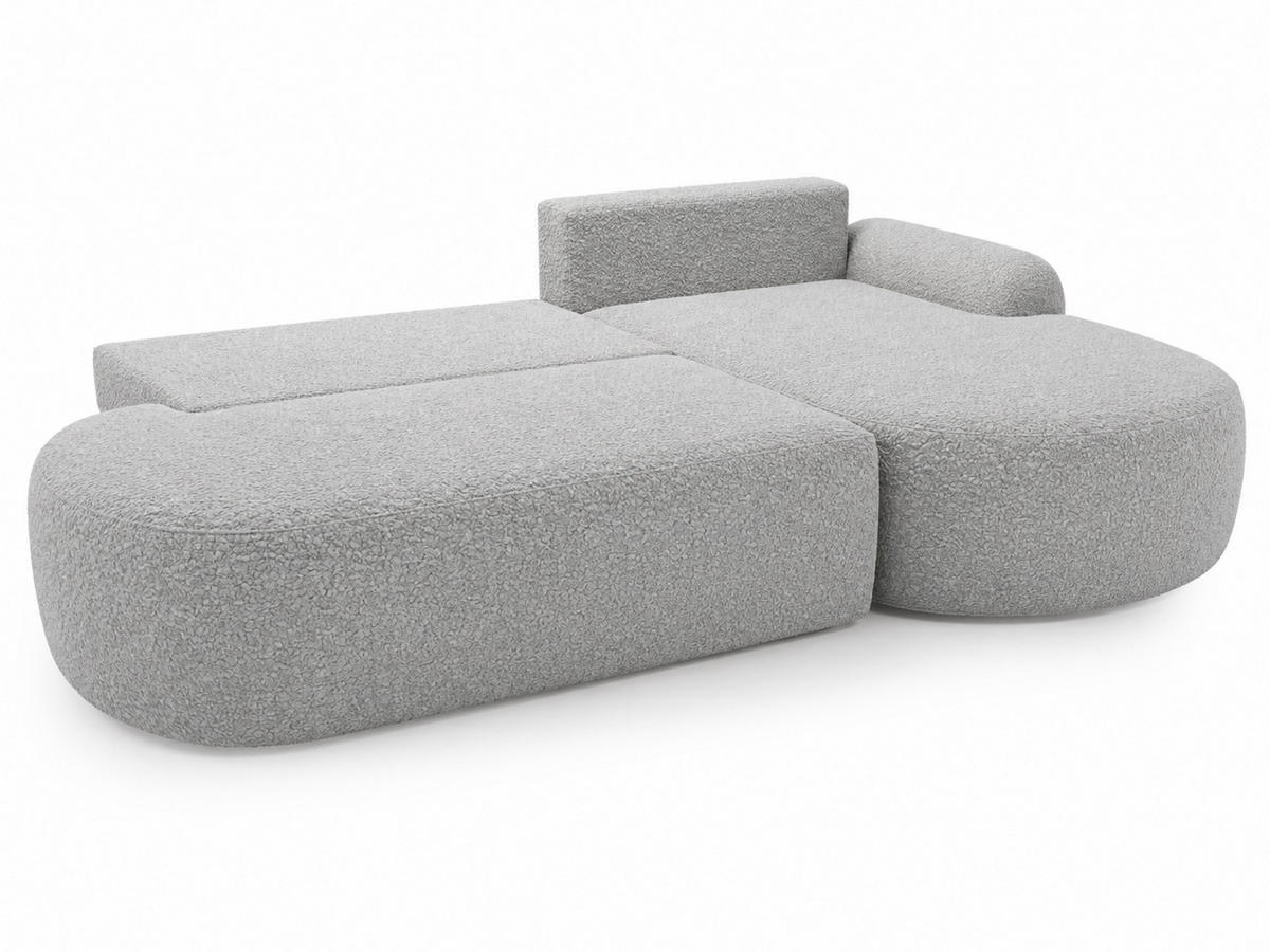 ECKSOFA Aurio O Bouclé-Stoff Grau Rechts - Grau, Holz/Textil (177/271cm) - Graingold