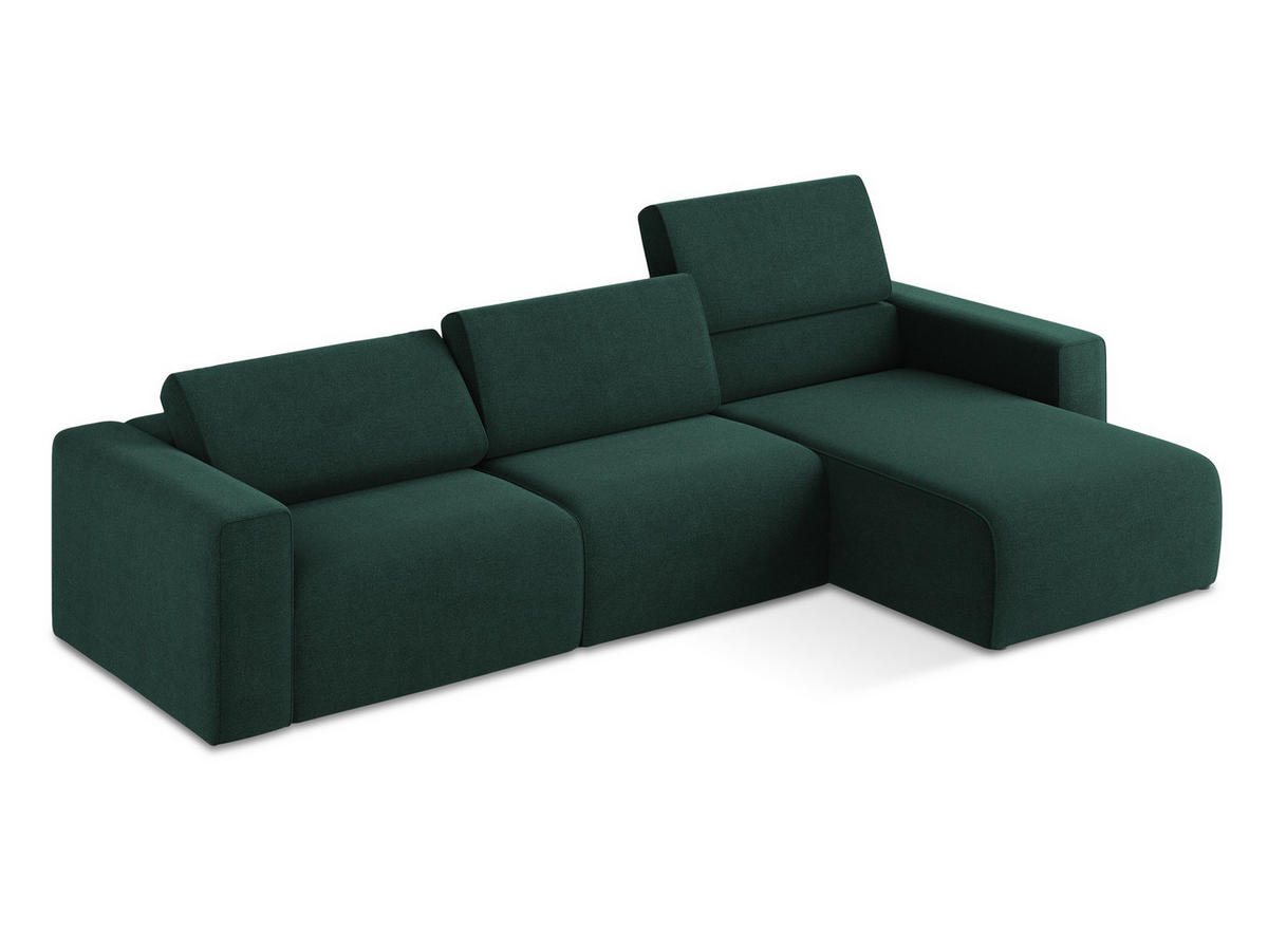 ECKSOFA Links Strukturstoff Stoff Grün - Dunkelgrün/Schwarz, Kunststoff/Textil (314/167cm) - Makamii