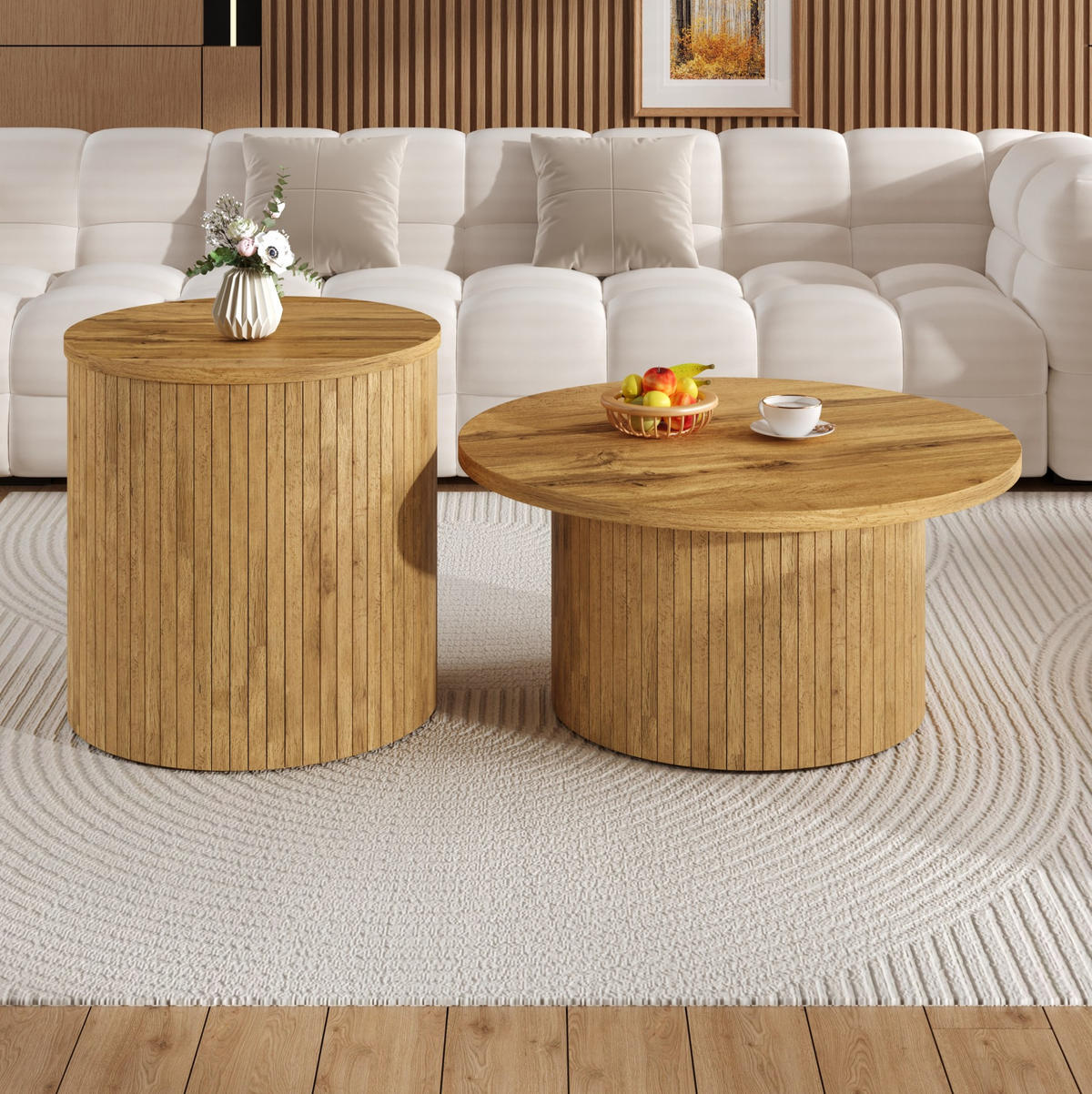 COUCHTISCH-SET aus MDF 75x75x36 cm und 50x50x50,5 cm Natur, 2-teilig - Naturfarben, Holzwerkstoff (75/75/36cm) - IVMEU