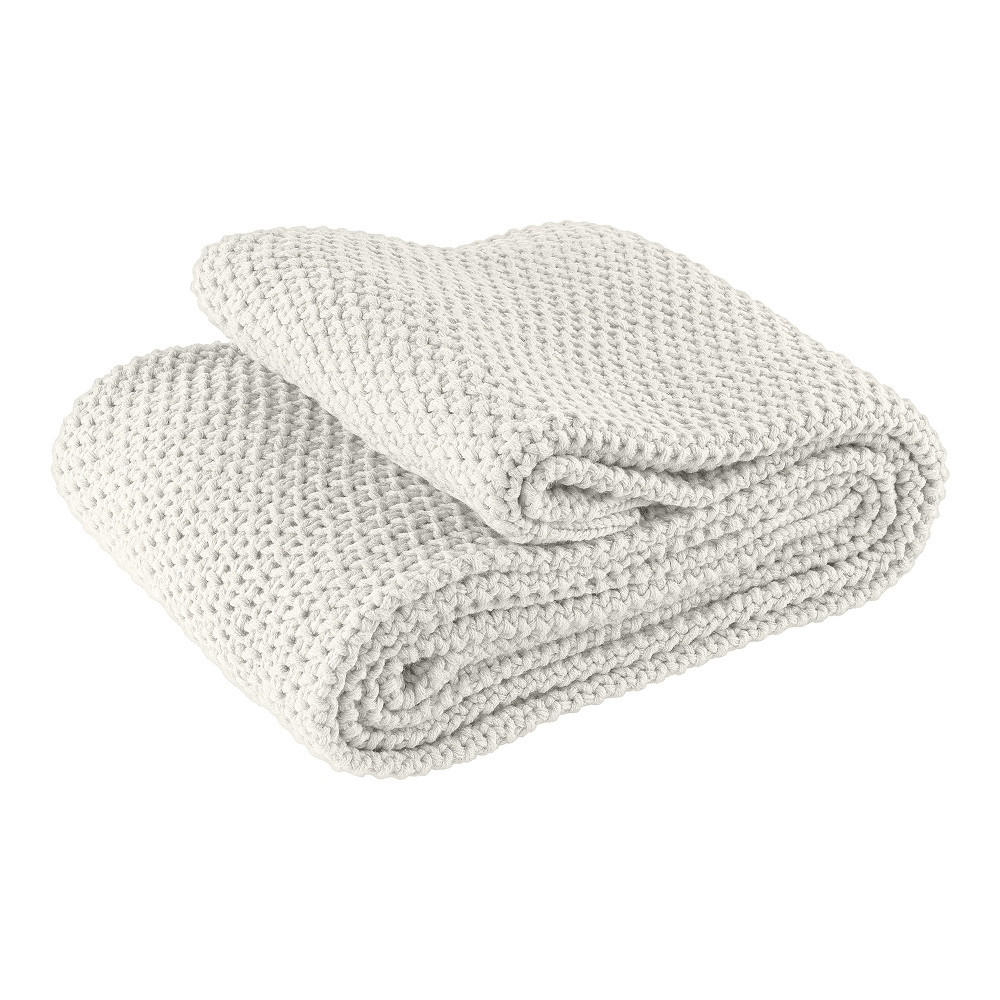 STRICKDECKE weiß 140/190 cm - Weiß, Textil (140/190cm) - wometo