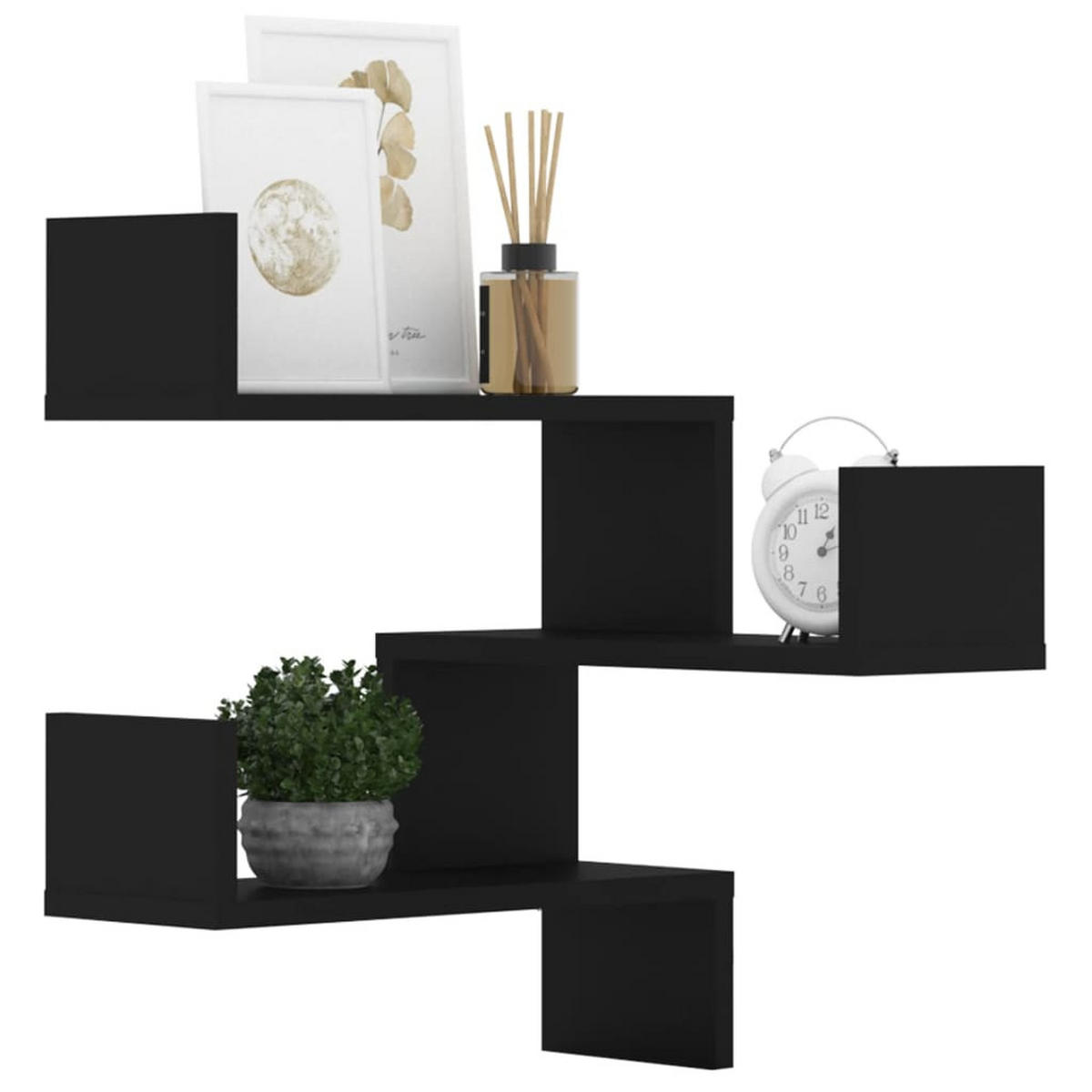 WAND-ECKREGALE 2 Stk. Schwarz 40x40x50 cm Holzwerkstoff - Schwarz, Holzwerkstoff (40/50/40cm) - furnicato