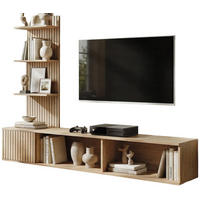 TV-LOWBOARD Cremona Eiche Leistenoptik 180 cm hängend, TV Unterschrank Set mit Paneel und Regal - Eichefarben, Holzwerkstoff (180/130/40cm) - Inn.Furn
