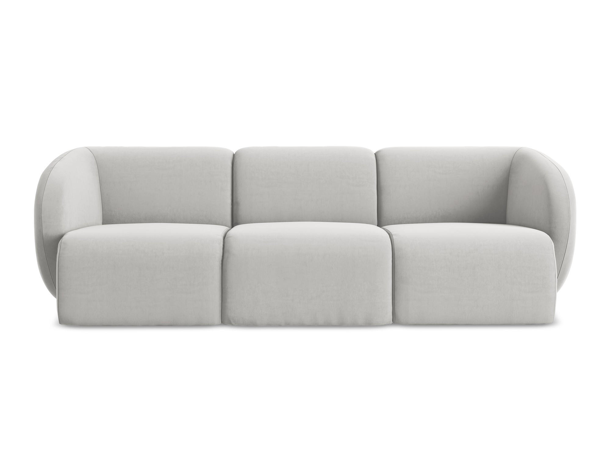 3-SITZER SOFA Samt Stoff Grau - Silberfarben/Schwarz, Holzwerkstoff/Kunststoff (244/75/94cm) - Makamii