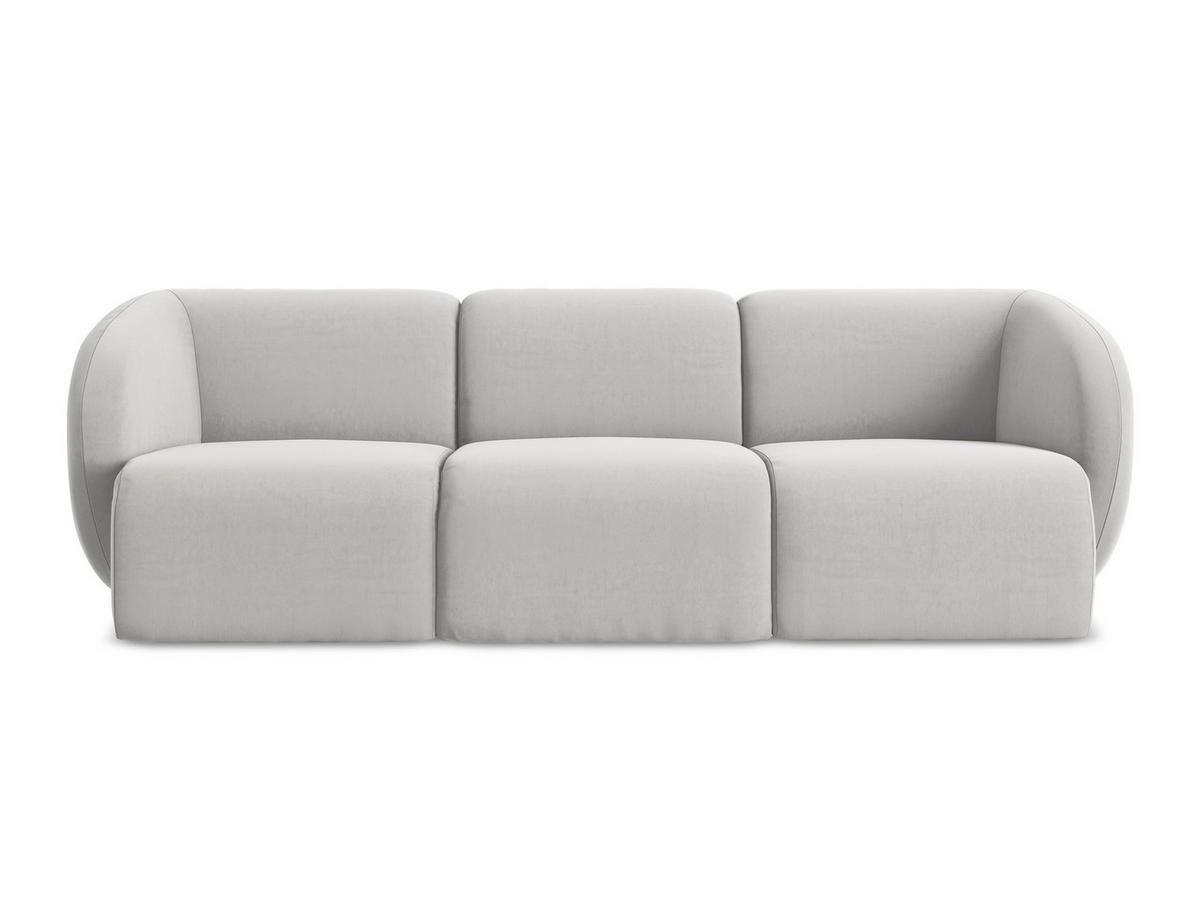 3-SITZER SOFA Samt Stoff Grau - Silberfarben/Schwarz, Holzwerkstoff/Kunststoff (244/75/94cm) - Makamii