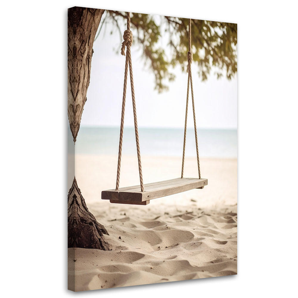 LEINWANDBILD Schaukel Strand Meer Dünen 80x120cm - Beige, Textil (80/120cm) - Feeby