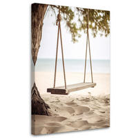 LEINWANDBILD Schaukel Strand Meer Dünen 80x120cm - Beige, Textil (80/120cm) - Feeby