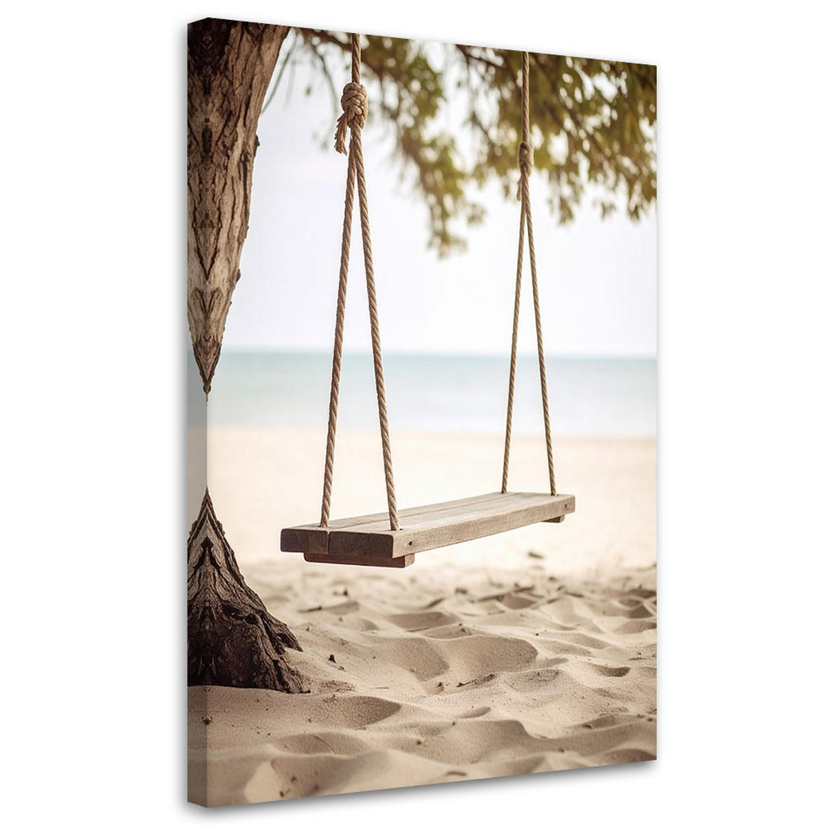 LEINWANDBILD Schaukel Strand Meer Dünen 80x120cm - Beige, Textil (80/120cm) - Feeby