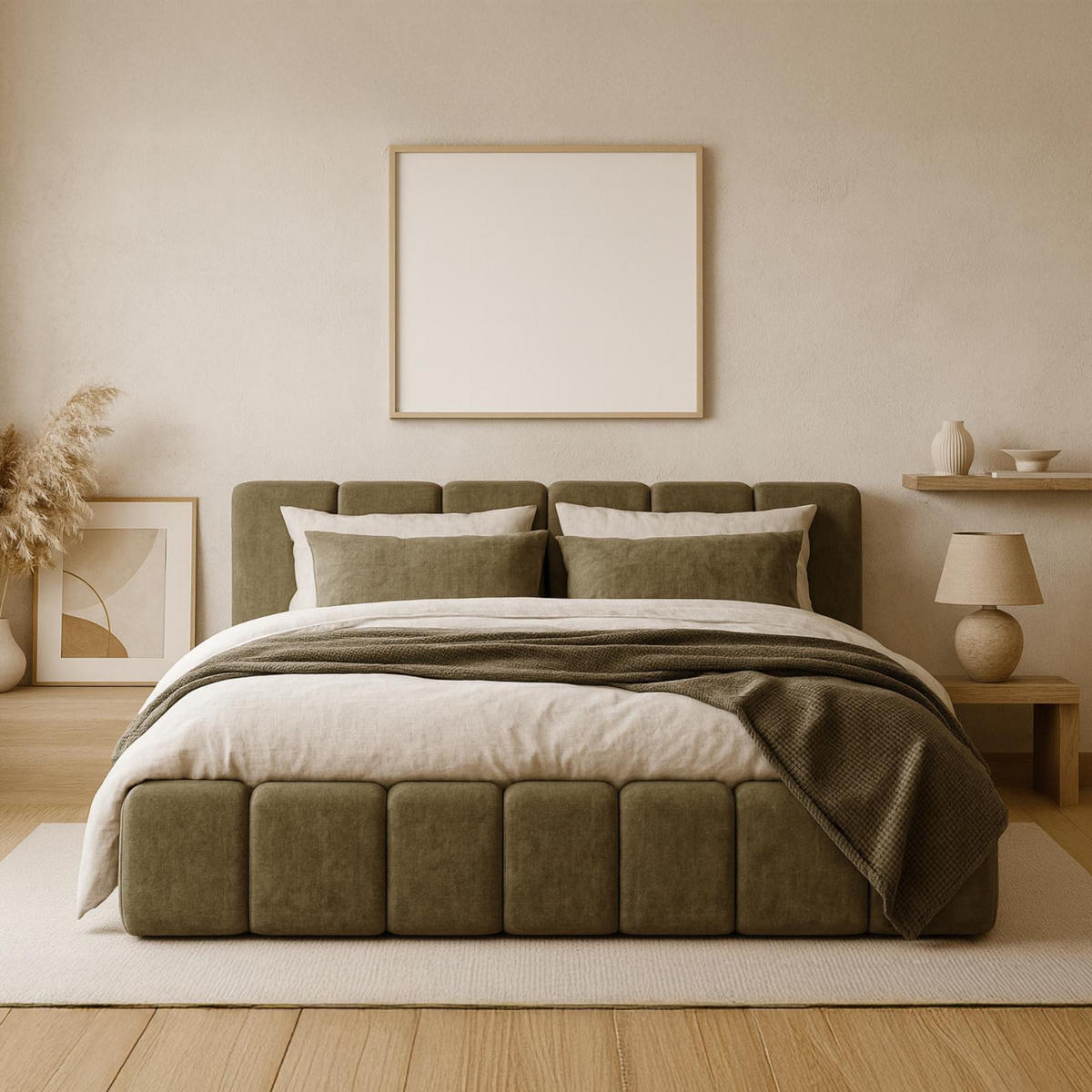 POLSTERBETT KALLA Medium 180x200 cm mit Bettkasten – PERFECT HARMONY 39 - Grün, Holz (180/200cm) - Dekori_Interiors