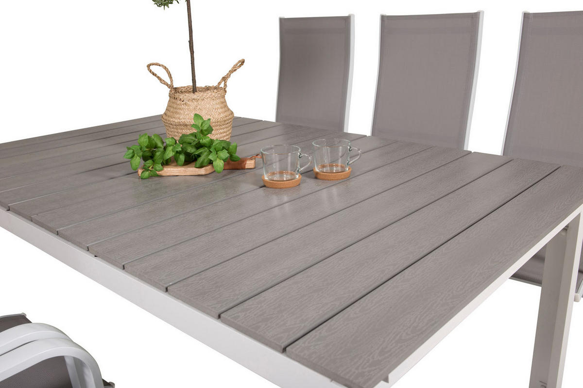 GARTENTISCHGRUPPE Weiß - Weiß, Holzwerkstoff - ebuy24