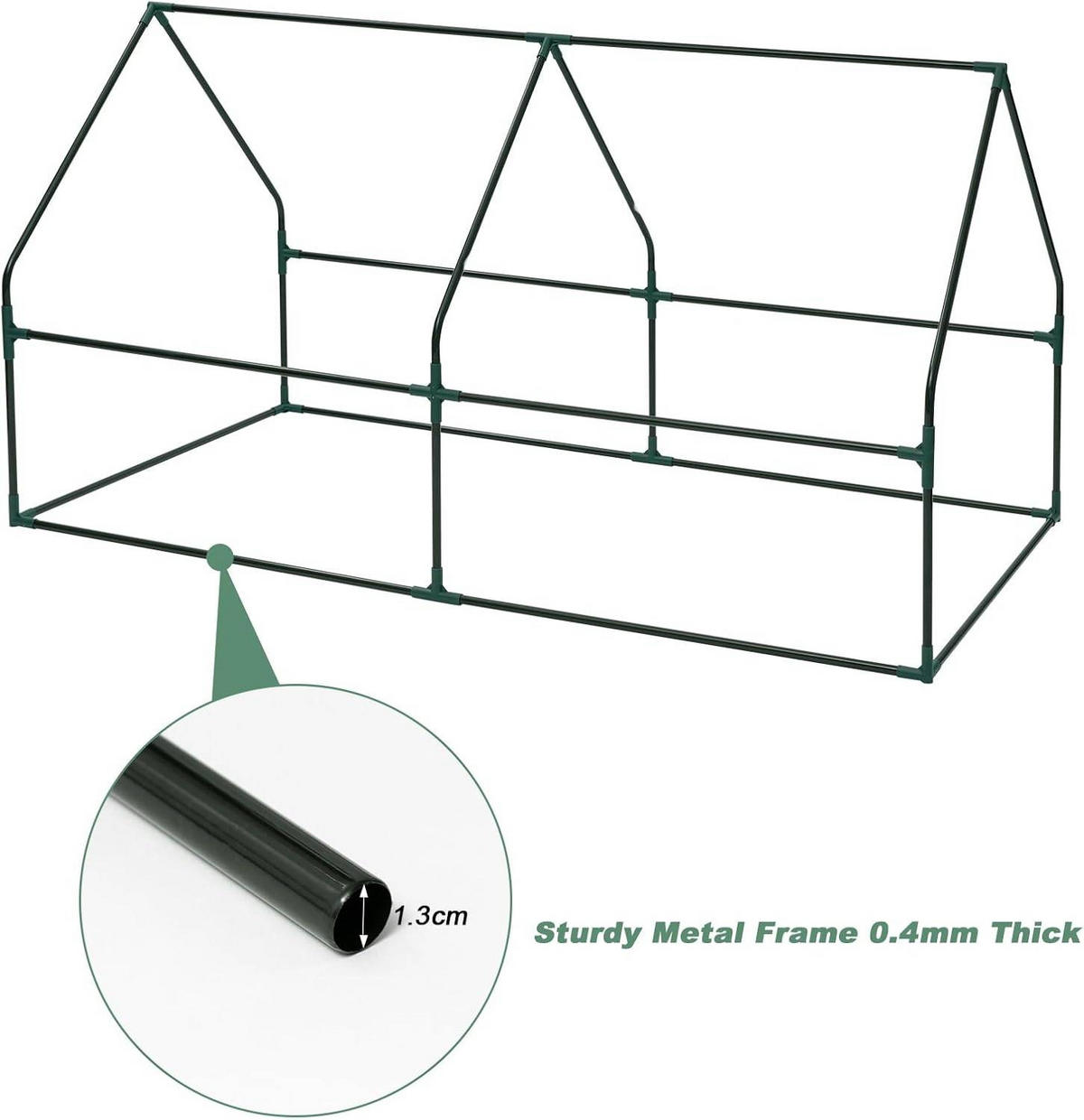 FOLIENGEWÄCHSHAUS Frühbeet, Gewächshaus Balkon, 180x90x90cm - Grün, Textil/Metall (180/90/90cm) - Woltu