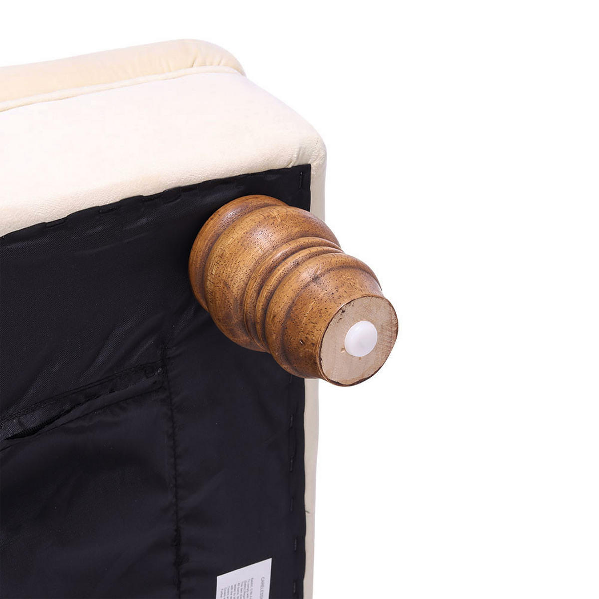 POLSTERHOCKER 90/60/30 cm Knopfheftung Holzbeine Flanell Beige - Beige/Walnussfarben, Holz/Textil (90/30/60cm) - Livingandhome