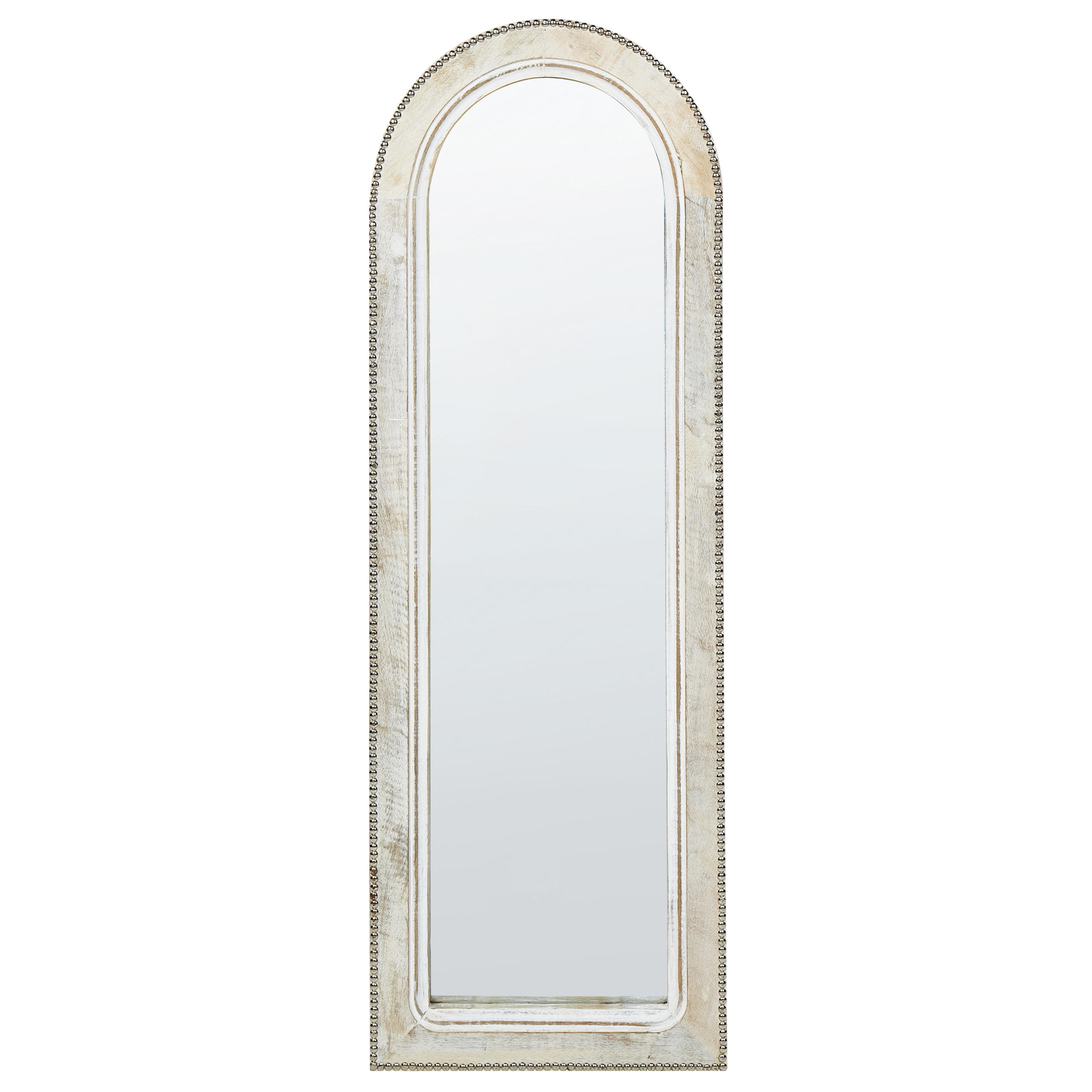 WANDSPIEGEL Mangoholz cremeweiß 31/91 cm Sarry - Hellbraun/Weiß, Holz (31/91/4cm) - Beliani