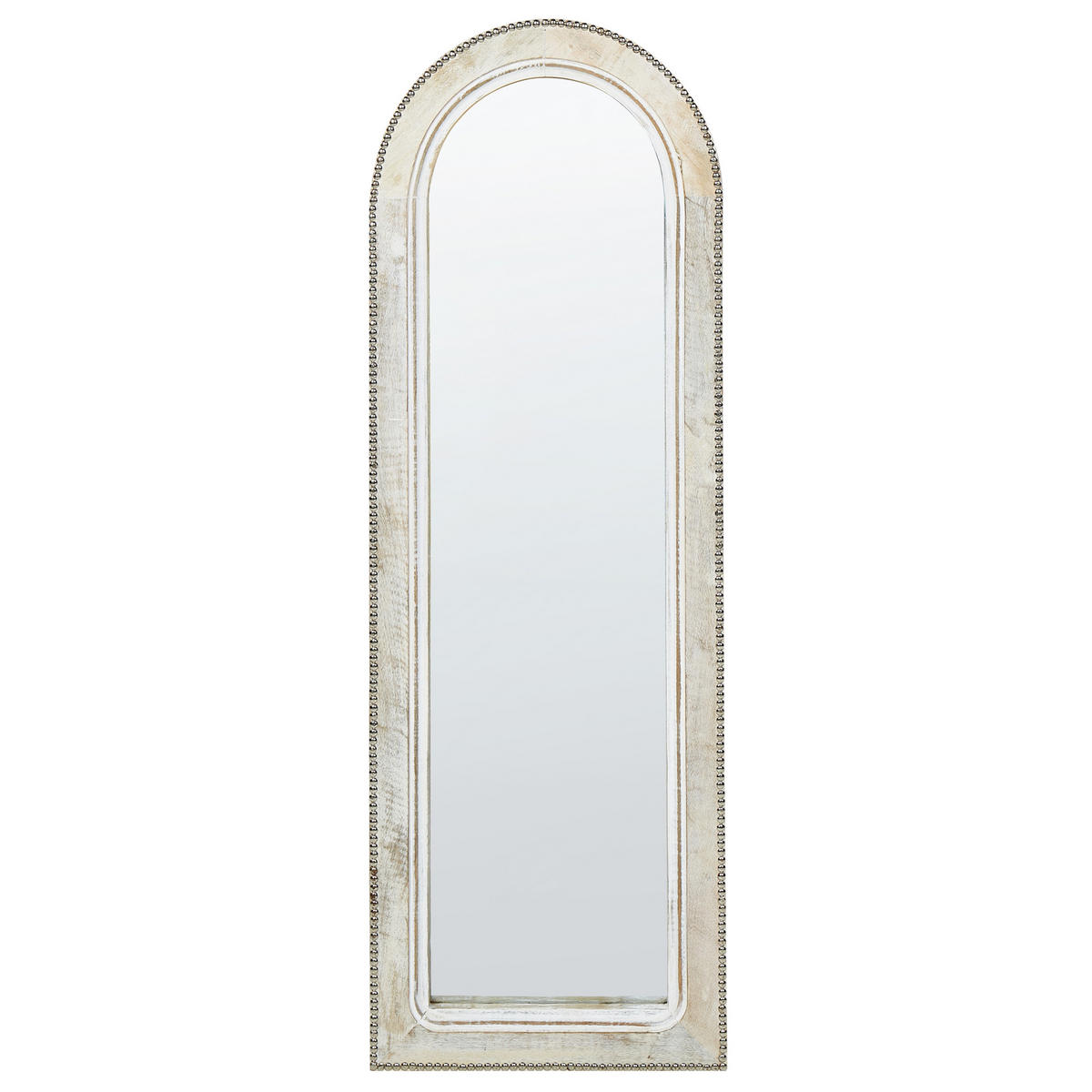 WANDSPIEGEL Mangoholz cremeweiß 31/91 cm Sarry - Hellbraun/Weiß, Holz (31/91/4cm) - Beliani