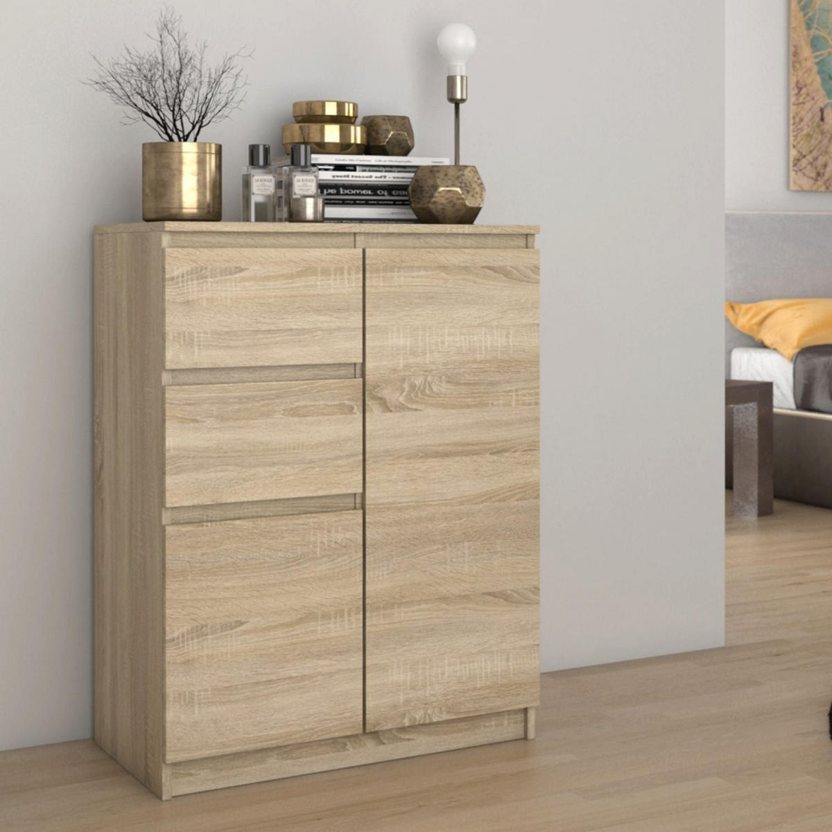 KOMMODE Kelly - Sonoma Eiche, Holzwerkstoff (70/97/40cm) - kommodly