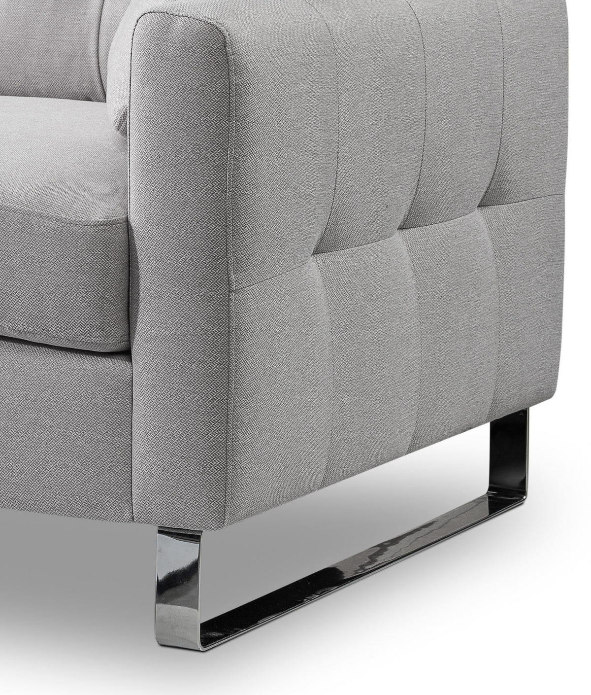 SOFA hellgrau Flachgewebe 2-Sitzer 175 cm, Couch mit Steppoptik - Chromfarben/Hellgrau, Holz/Textil (175/92/94cm) - Inn.Furn