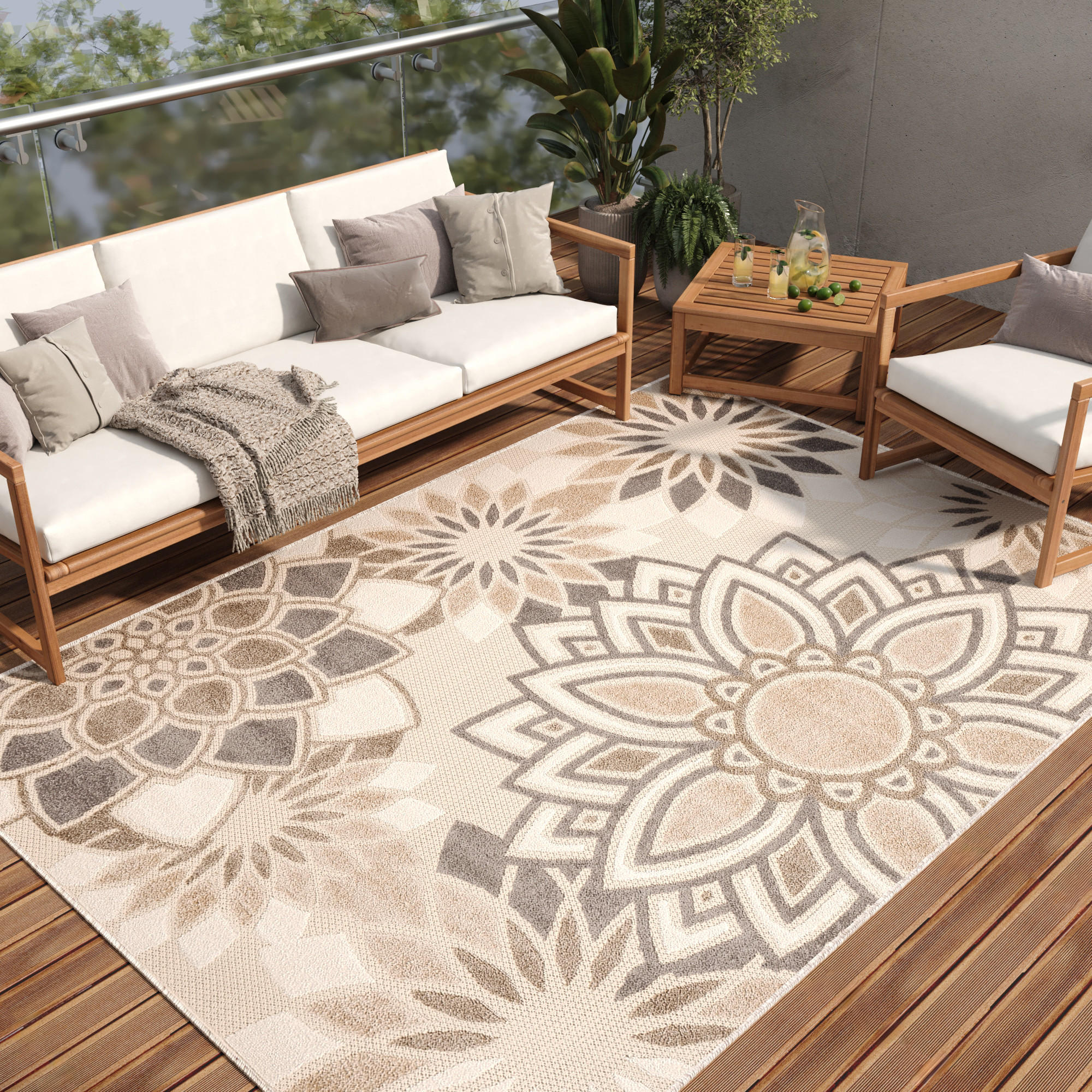 TEPPICH PATIO Creme 160/220 cm - Creme, Kunststoff (160/220cm) - Tapiso