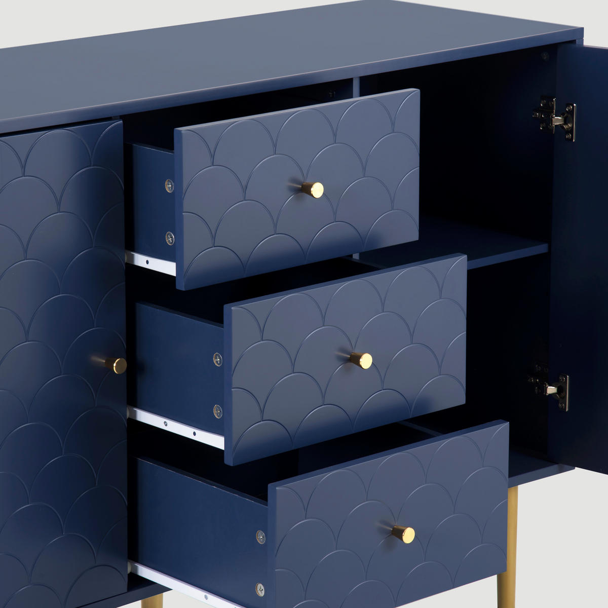 HIGHBOARD Blau 120/40/82CM - Blau, Holzwerkstoff/Metall (40/82/120cm) - Urban Meuble