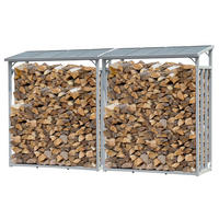 KAMINHOLZREGAL Außen 2 Stück 130x70x185 cm Aluminium Grau 3,2 m³ / 5 SRM - Grau, Metall (130/185/70cm) - QUICK STAR
