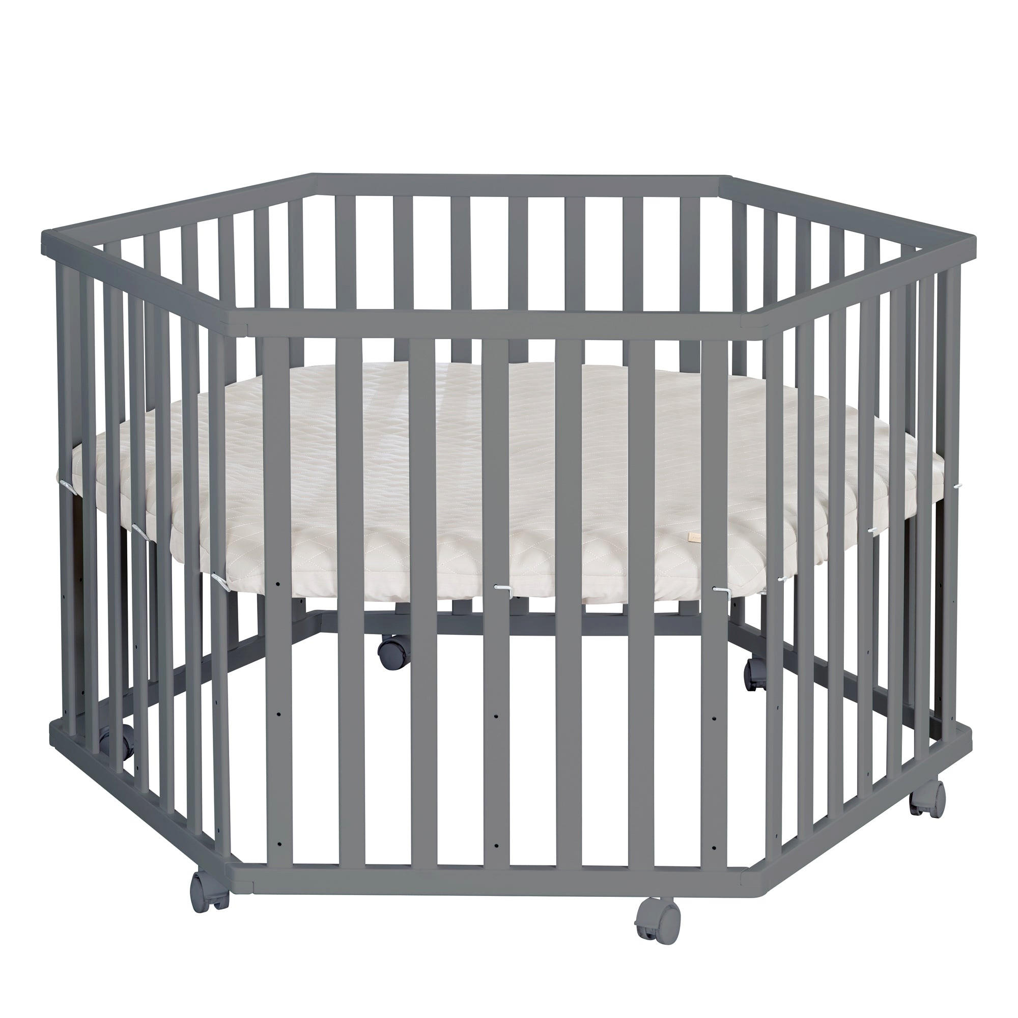 LAUFGITTER 6-eckig, Greyish gesteppt - Anthrazit, Holzwerkstoff (118.5/72.5/103.5cm) - Roba