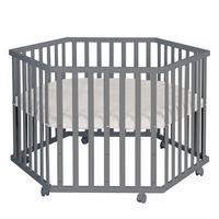 LAUFGITTER 6-eckig, Greyish gesteppt - Anthrazit, Holzwerkstoff (118.5/72.5/103.5cm) - Roba