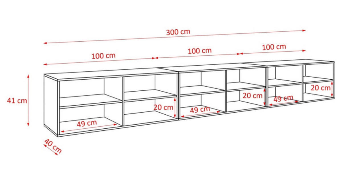 TV-LOWBOARD Schwarz Katania Eiche Geschlossen 300 cm - Braun, Holzwerkstoff (300/41/40cm) - Sepro Meble
