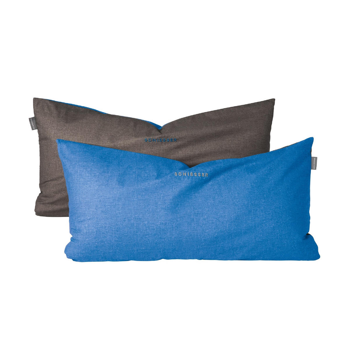 KISSENHÜLLENSET Doubleface - Renforcé - 2-teilig - 40 x 80 cm - Blau-Dunkelgrau - Blau/Dunkelgrau, Textil (40/80cm) - SCHIESSER