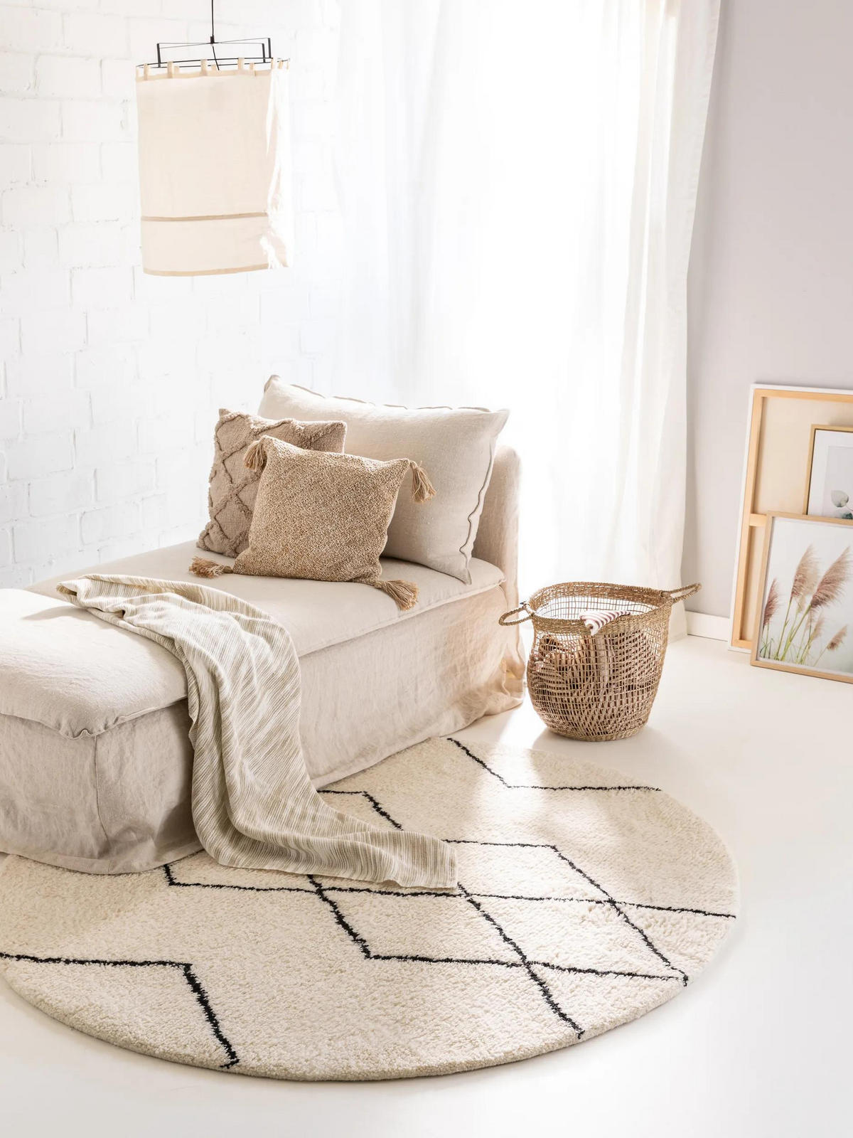 WOLLTEPPICH rund Berber Cream ø 100 cm rund - Creme, Textil (100/100cm) - benuta Pure