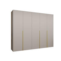 DREHTÜRENSCHRANK 202/250/52 5-türig - Kaschmir/Goldfarben, Holz (250/202/52cm) - Abiks Möbel