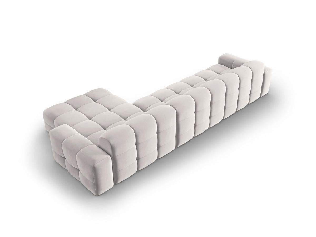 ECKSOFA rechts Kendal aus Samt hellgrau 5 Sitzplätze - Hellgrau, Textil (173/357cm) - Micadoni
