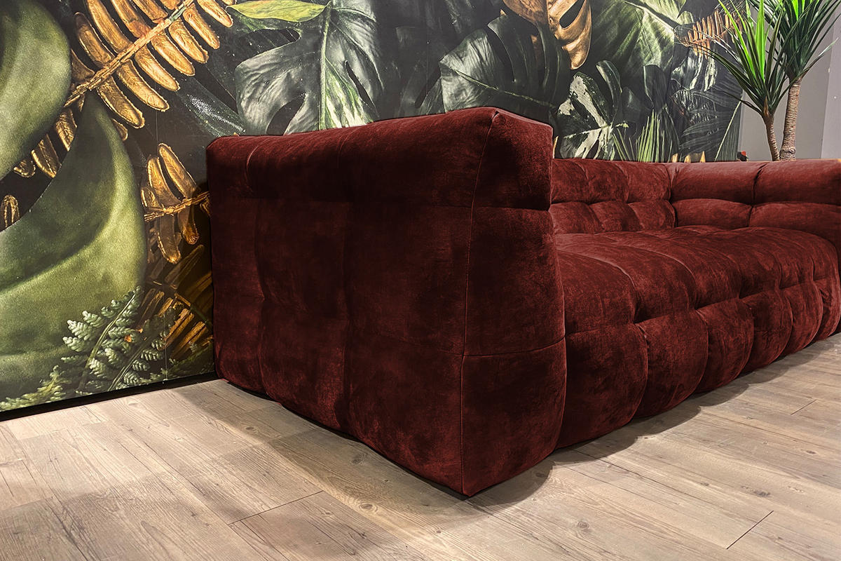 SOFA RIO Bordeaux Velvet - Bordeaux/Schwarz, Textil (207/68/105cm) - KAWOLA