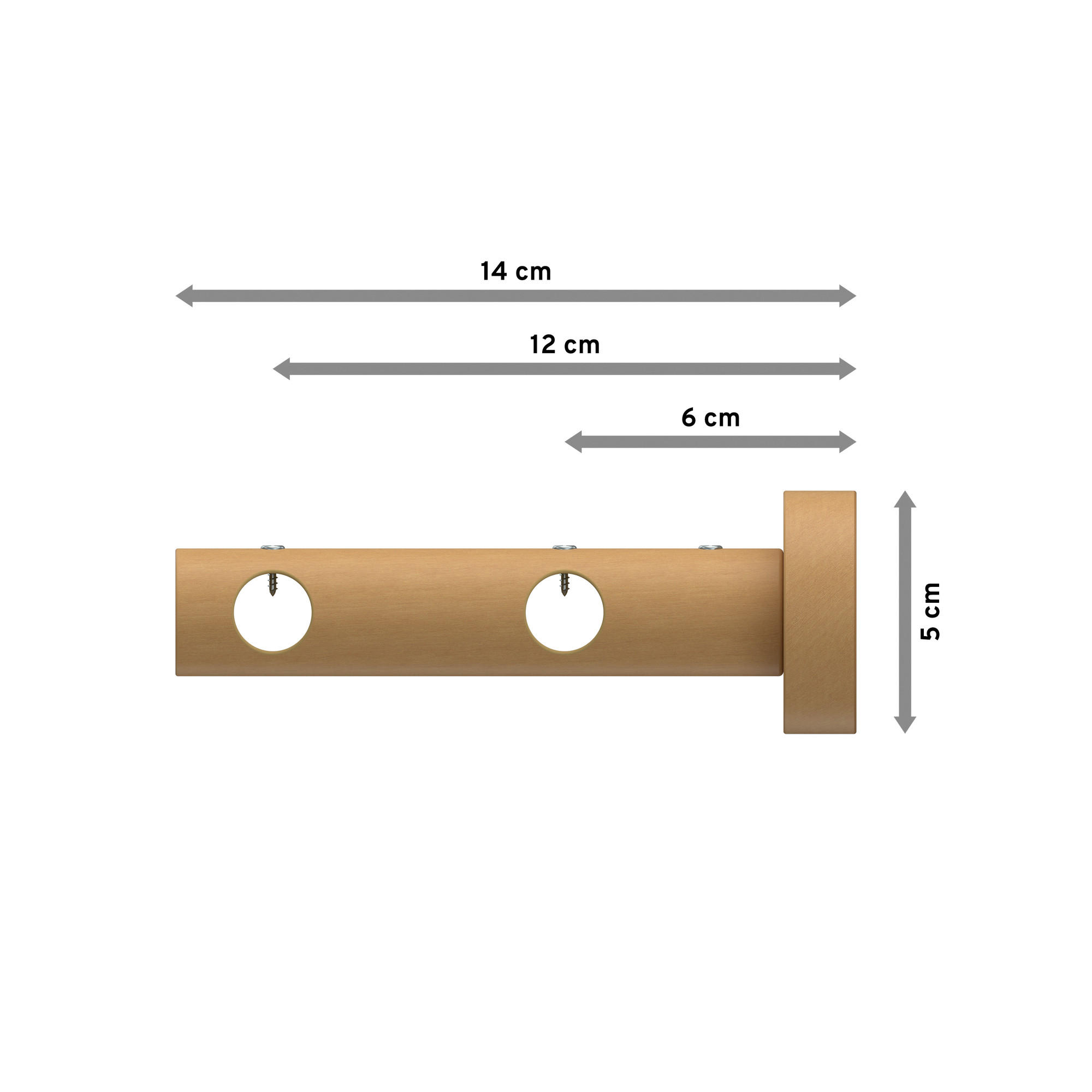 TRÄGER FÜR GARDINENSTANGEN 16 mm Ø, Adrian 2-läufig, Buche - Buchefarben, Holz (14.1/5.3/5.3cm) - INTERDECO