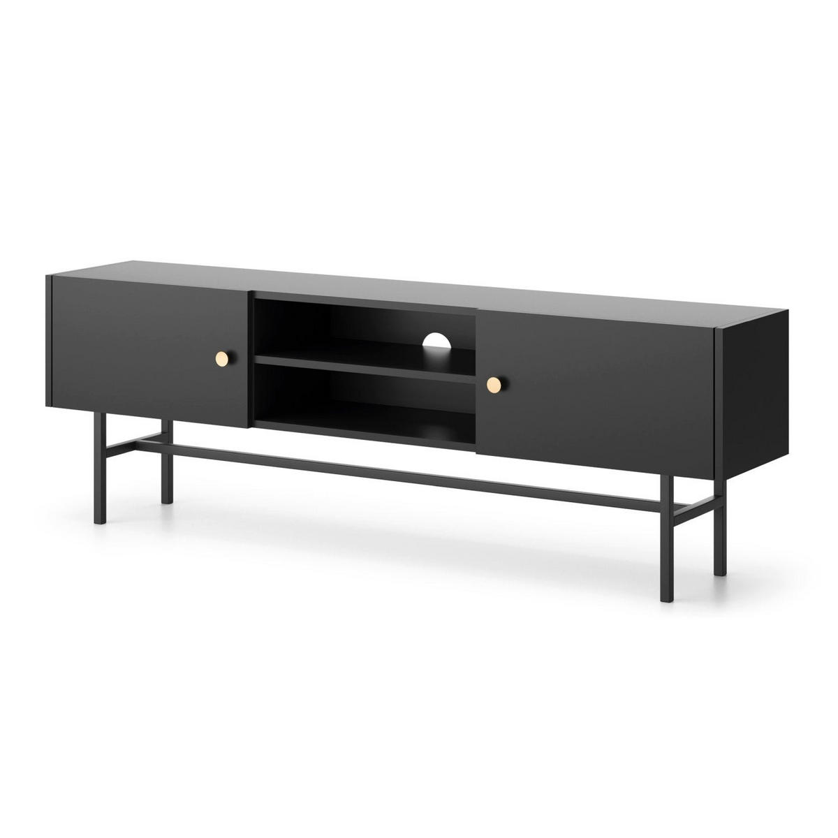 TV stolík Divenos čierny so zlatými akcentmi 155/52/35 cm - čierna/zlatá, kov/kompozitné drevo (155/52/35cm) - Selsey