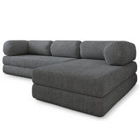 ROHOVÁ SEDAČKA KELI modulární Boneless pohovka s funkcí spaní, šedá QUELLE 92 - šedá, textil (270/160cm) - MASSENO
