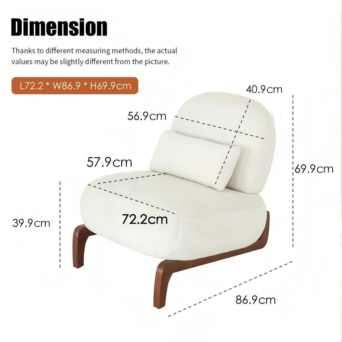 POLSTERSESSEL Ohne Armlehnen Samt Massivholzbeine - Weiß, Textil (86.9/69.9/72.1cm) - Urban Meuble