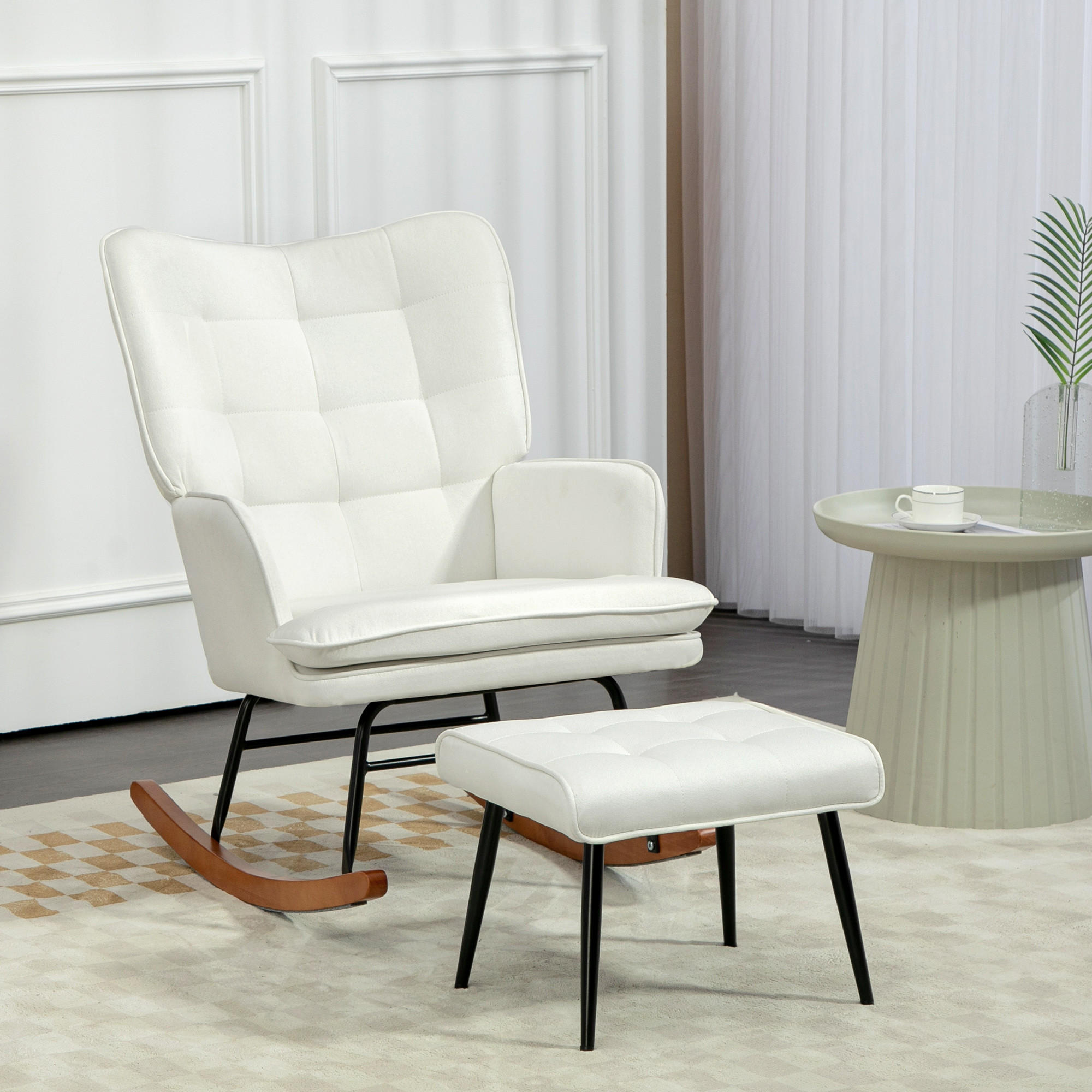 Thumbnail - Homcom Schaukelstuhl, Weiß, Kunststoff, 89x90x64 cm, Wohnzimmer, Sessel, Schaukelstühle