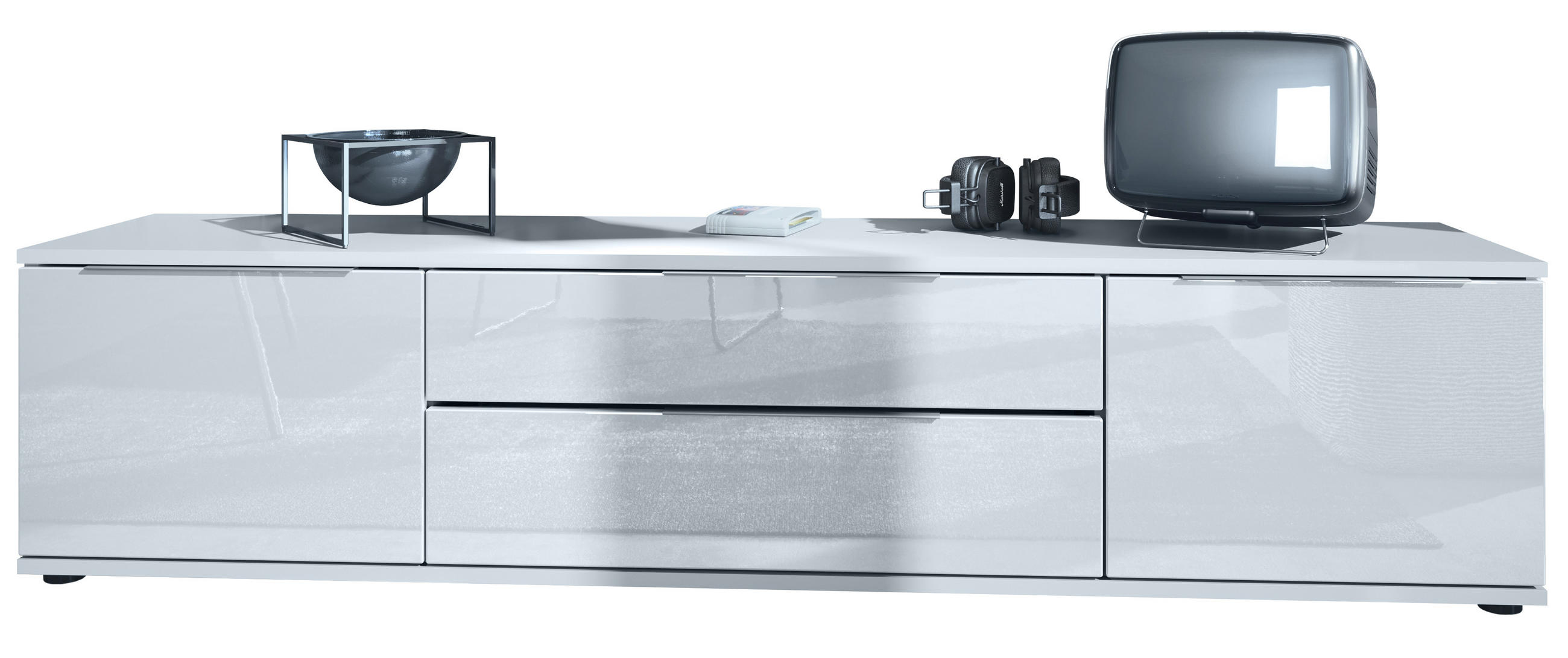 LOWBOARD Linio Weiß Hochglanz - Weiß Hochglanz, Holzwerkstoff (166.5/37.5/35cm) - Vladon