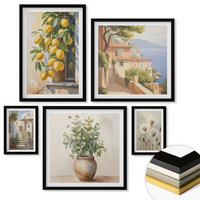 WANDBILDER 5er-Set - 50x50 cm & 20x30 cm & 40x60 cm Schwarzer Rahmen - Lemon Streets Meerblick - Schwarz, Kunststoff (40/60cm) - ArtPrintCave
