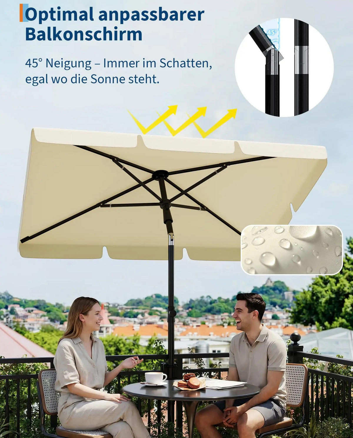 SONNENSCHIRM 200 x 125 cm - Beige, Metall (125/200cm) - CLTYQ